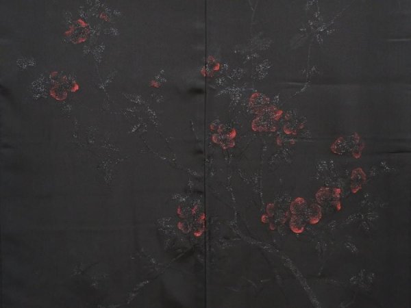 Photo3: 6701T12z510 Vintage Japanese Kimono Silk HAORI Flower Black (3)