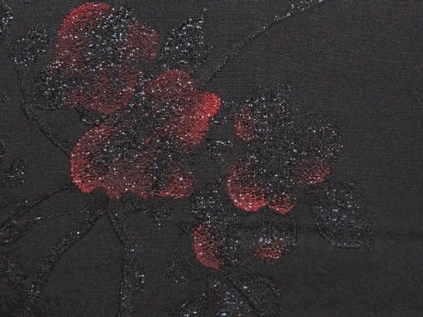 Photo4: 6701T12z510 Vintage Japanese Kimono Silk HAORI Flower Black (4)