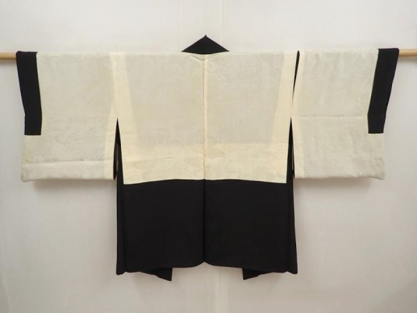 Photo7: 6701T12z510 Vintage Japanese Kimono Silk HAORI Flower Black (7)