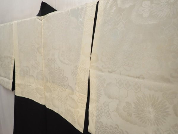 Photo8: 6701T12z510 Vintage Japanese Kimono Silk HAORI Flower Black (8)
