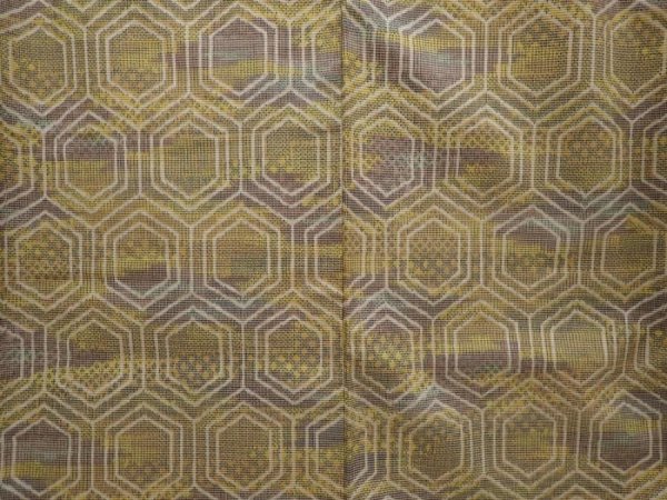Photo5: 6701T13z750 Vintage Japanese Kimono Silk TSUMUGI Kikko Dark yellow (5)