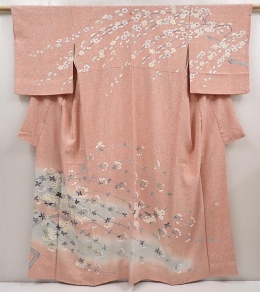 Photo1: 6701T14z1020  Japanese Kimono Silk Artist work TSUKESAGE Sakura Pink (1)