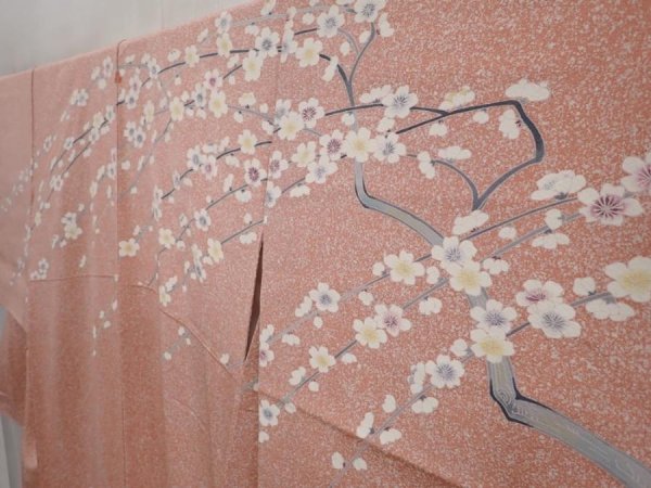 Photo2: 6701T14z1020  Japanese Kimono Silk Artist work TSUKESAGE Sakura Pink (2)