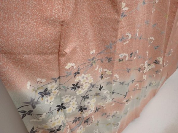 Photo3: 6701T14z1020  Japanese Kimono Silk Artist work TSUKESAGE Sakura Pink (3)