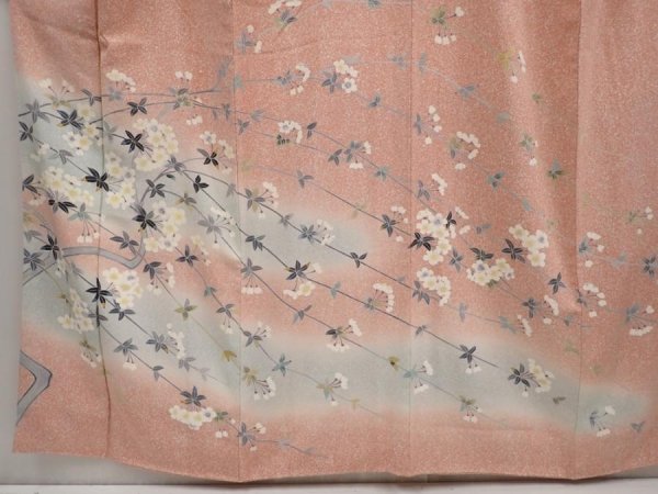 Photo5: 6701T14z1020  Japanese Kimono Silk Artist work TSUKESAGE Sakura Pink (5)