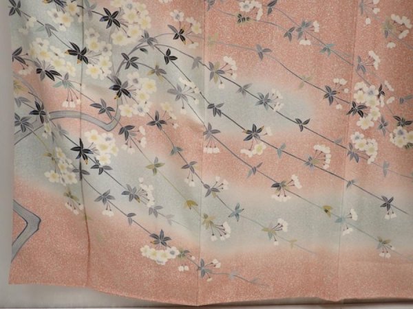 Photo6: 6701T14z1020  Japanese Kimono Silk Artist work TSUKESAGE Sakura Pink (6)