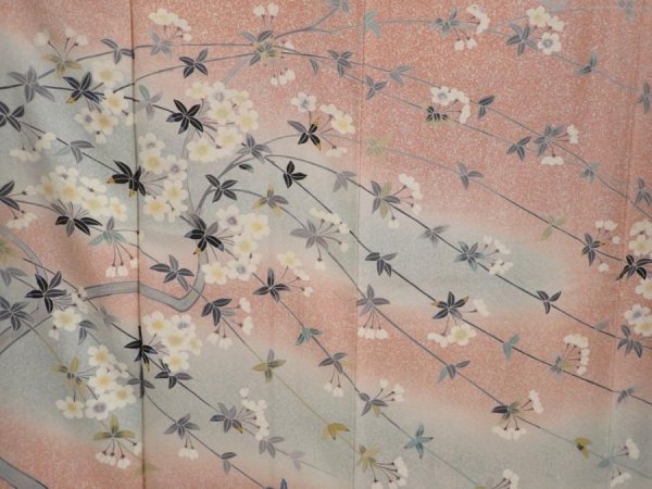 Photo8: 6701T14z1020  Japanese Kimono Silk Artist work TSUKESAGE Sakura Pink (8)