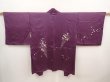 Photo1: 6702T04z520 Vintage Japanese Kimono Silk HAORI Flower Purple (1)