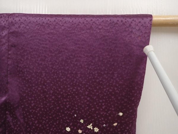 Photo6: 6702T04z520 Vintage Japanese Kimono Silk HAORI Flower Purple (6)