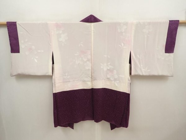 Photo7: 6702T04z520 Vintage Japanese Kimono Silk HAORI Flower Purple (7)