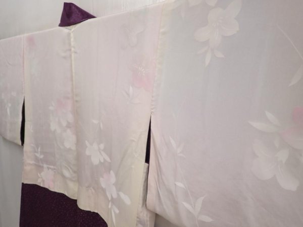 Photo8: 6702T04z520 Vintage Japanese Kimono Silk HAORI Flower Purple (8)