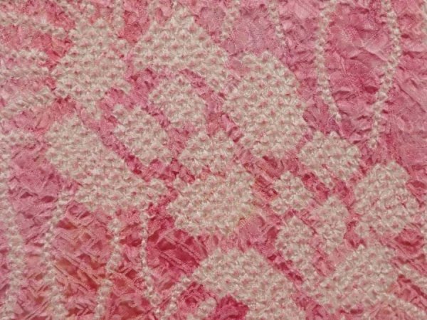 Photo4: 6702T05z440 Vintage Japanese Kimono Silk SHIBORI HAORI Flower Pink (4)