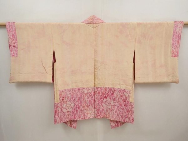 Photo6: 6702T05z440 Vintage Japanese Kimono Silk SHIBORI HAORI Flower Pink (6)