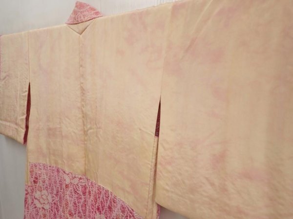 Photo7: 6702T05z440 Vintage Japanese Kimono Silk SHIBORI HAORI Flower Pink (7)