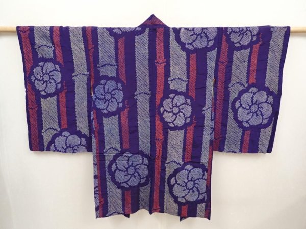Photo1: 6702T04z380 Antique Japanese Kimono Silk SHIBORI HAORI Plum blossom (1)