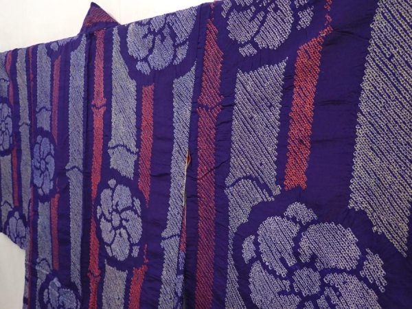 Photo2: 6702T04z380 Antique Japanese Kimono Silk SHIBORI HAORI Plum blossom (2)