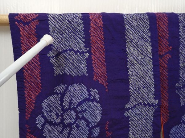 Photo5: 6702T04z380 Antique Japanese Kimono Silk SHIBORI HAORI Plum blossom (5)