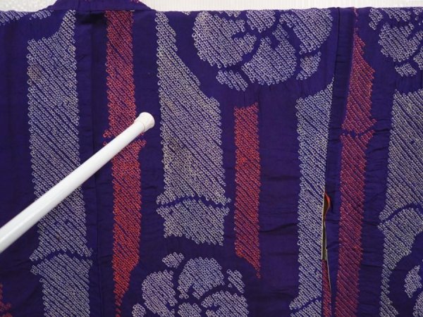 Photo6: 6702T04z380 Antique Japanese Kimono Silk SHIBORI HAORI Plum blossom (6)