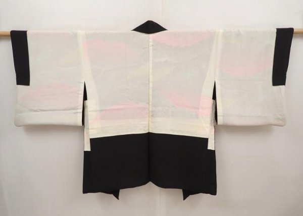 Photo6: 6702T08z510 Vintage Japanese Kimono Silk HAORI Folding fan Black (6)