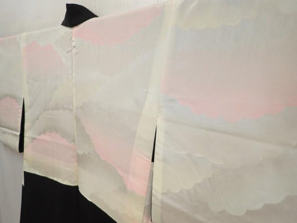 Photo7: 6702T08z510 Vintage Japanese Kimono Silk HAORI Folding fan Black (7)