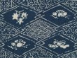 Photo4: 6702T09z440 Vintage Japanese Kimono Silk HAORI Flowers Dark cyan (4)