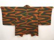 Photo1: 6702T01z540 Vintage Japanese Kimono Silk HAORI  Dull green (1)