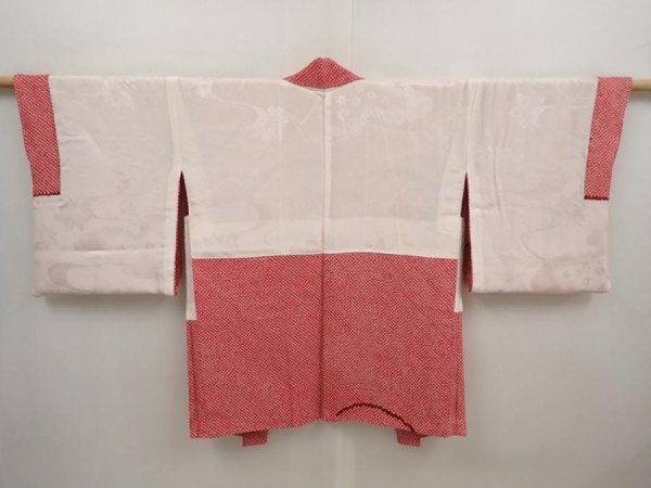Photo6: 6702T02z590 Vintage Japanese Kimono Silk SHIBORI HAORI Flower Red-Pink (6)