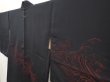 Photo2: 6702T03z560 Vintage Japanese Kimono Silk HAORI Wave Black (2)