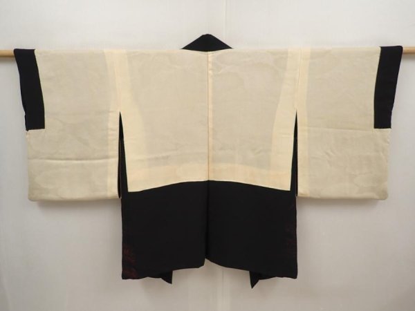Photo8: 6702T03z560 Vintage Japanese Kimono Silk HAORI Wave Black (8)