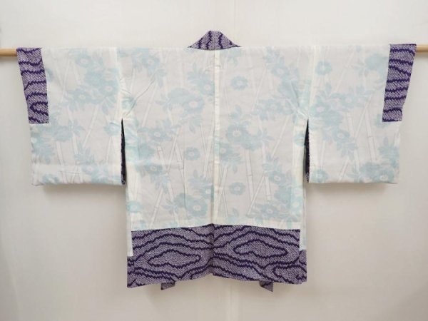 Photo6: 6702T10z400 Vintage Japanese Kimono Silk SHIBORI HAORI  Dark lavender (6)
