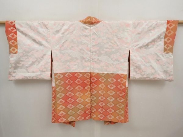 Photo6: 6702T11z500 Vintage Japanese Kimono Silk HAORI  Dark coral (6)