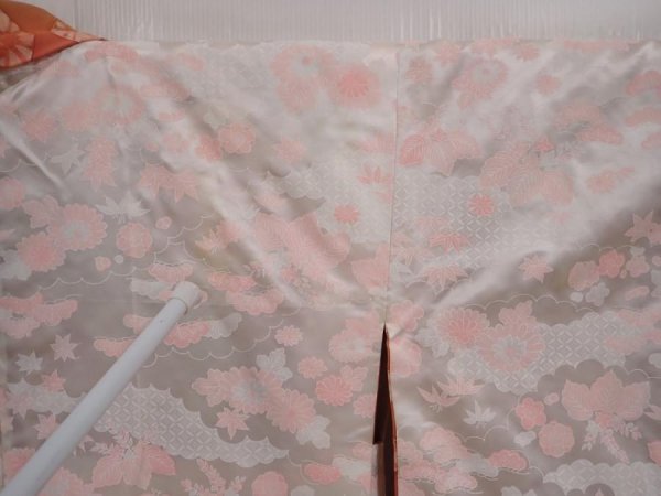 Photo8: 6702T11z500 Vintage Japanese Kimono Silk HAORI  Dark coral (8)