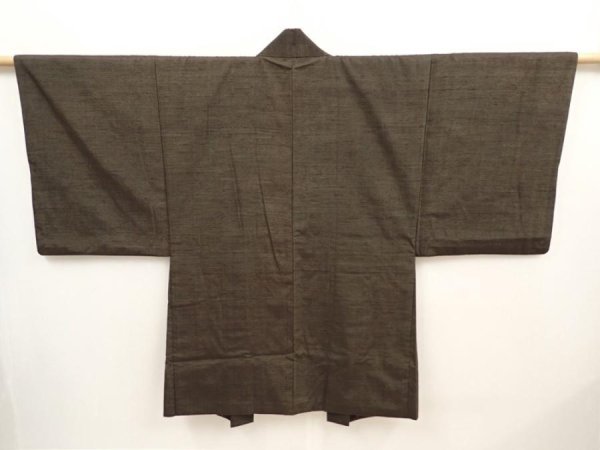 Photo4: 6702T12z660 Vintage Japanese Kimono Silk Men's HAORI Monkey Olive-Brown (4)