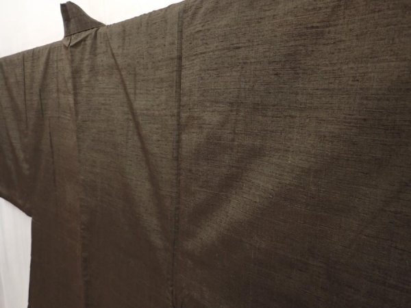 Photo6: 6702T12z660 Vintage Japanese Kimono Silk Men's HAORI Monkey Olive-Brown (6)