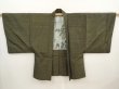 Photo5: 6702T13z610 Vintage Japanese Kimono Silk Men's HAORI Daimyogyoretsu Olive drab (5)
