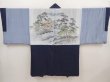 Photo1: 6702T14z540 Vintage Japanese Kimono Blend silk Men's HAORI Scenery Navy (1)