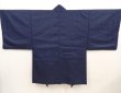 Photo5: 6702T14z540 Vintage Japanese Kimono Blend silk Men's HAORI Scenery Navy (5)