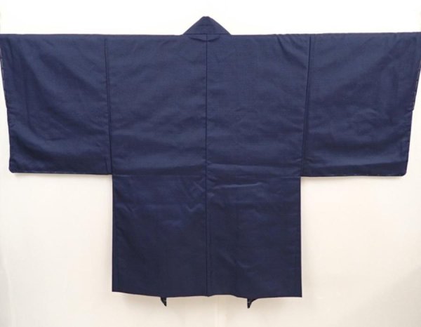 Photo5: 6702T14z540 Vintage Japanese Kimono Blend silk Men's HAORI Scenery Navy (5)