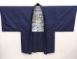 Photo6: 6702T14z540 Vintage Japanese Kimono Blend silk Men's HAORI Scenery Navy (6)
