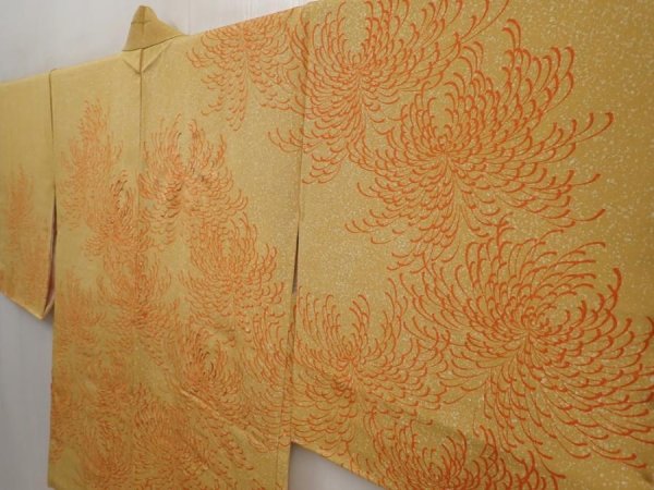 Photo2: 6703T01z610 Vintage Japanese Kimono Silk HAORI Chrysanthemum (2)