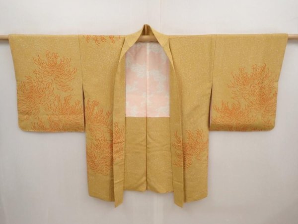 Photo5: 6703T01z610 Vintage Japanese Kimono Silk HAORI Chrysanthemum (5)