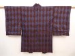 Photo1: 6703T03z450 Antique Japanese Kimono Silk HAORI Tatewaku Dark brown (1)