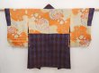 Photo8: 6703T03z450 Antique Japanese Kimono Silk HAORI Tatewaku Dark brown (8)