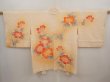 Photo1: 6703T04z420 Vintage Japanese Kimono Silk SHIBORI HAORI Flower Light orange (1)