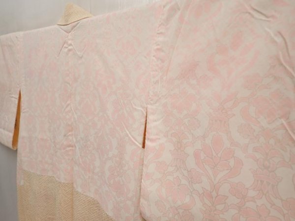 Photo7: 6703T04z420 Vintage Japanese Kimono Silk SHIBORI HAORI Flower Light orange (7)