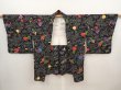 Photo5: 6703T05z590 Vintage Japanese Kimono Silk HAORI Flower Black (5)