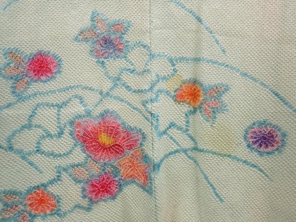Photo3: 6703T06z560 Vintage Japanese Kimono Silk SHIBORI HAORI Flower Soft green (3)