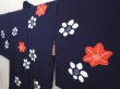 Photo2: 6703T07z620 Vintage Japanese Kimono Silk HAORI Flowers Dark navy (2)