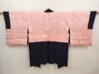 Photo6: 6703T07z620 Vintage Japanese Kimono Silk HAORI Flowers Dark navy (6)