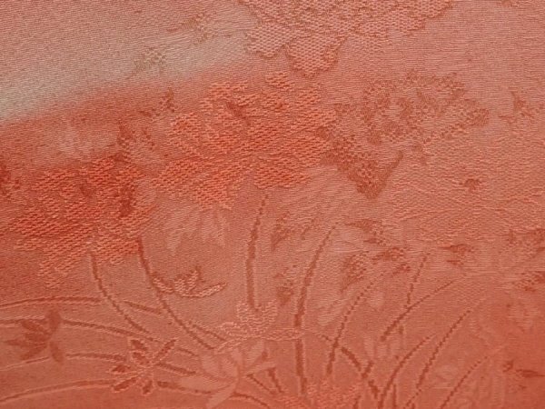 Photo4: 6703T10z610 Vintage Japanese Kimono Silk HAORI Flowers Coral pink (4)